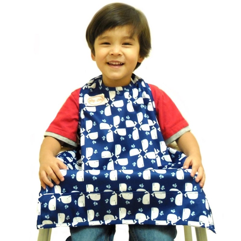 BIB-ON, Full-Coverage Bib and Apron Combination for Infant, Baby, Toddler Ages 0-4. (Whales) - Image 2
